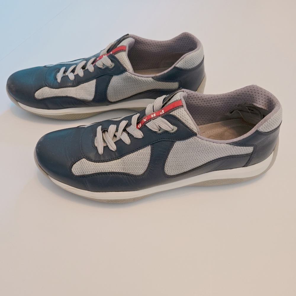 PRADA Men's Americas Cup Navy And Gray Boat Classic Sneaker - Picture 7 of 8
